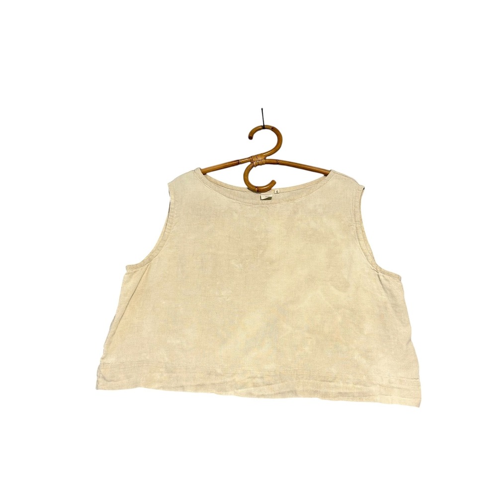 Shelter | Lou Sleeveless Crop Tank Beige Size XXL 100% Linen